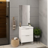 Armário com Espelheira Bosi Pietra 60cm Branco Brilho