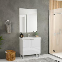 Armário com Espelheira Bosi Pietra 80cm Branco Brilho